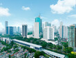 Aerial view of Sudirman train station with skyscrapers