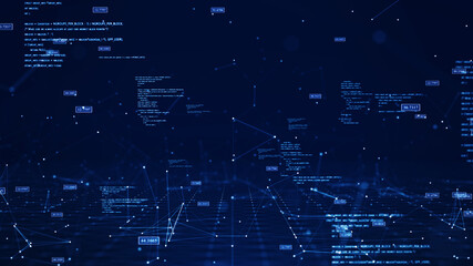 Leinwandbilder - Cybersecurity digital information technology concept. Polygon binary code connected on dark blue background.