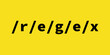 Illustration for regular expressions, regex or regexp. Black text on yellow background in JavaScript style.
