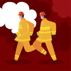 Poster - firefighters professionals running