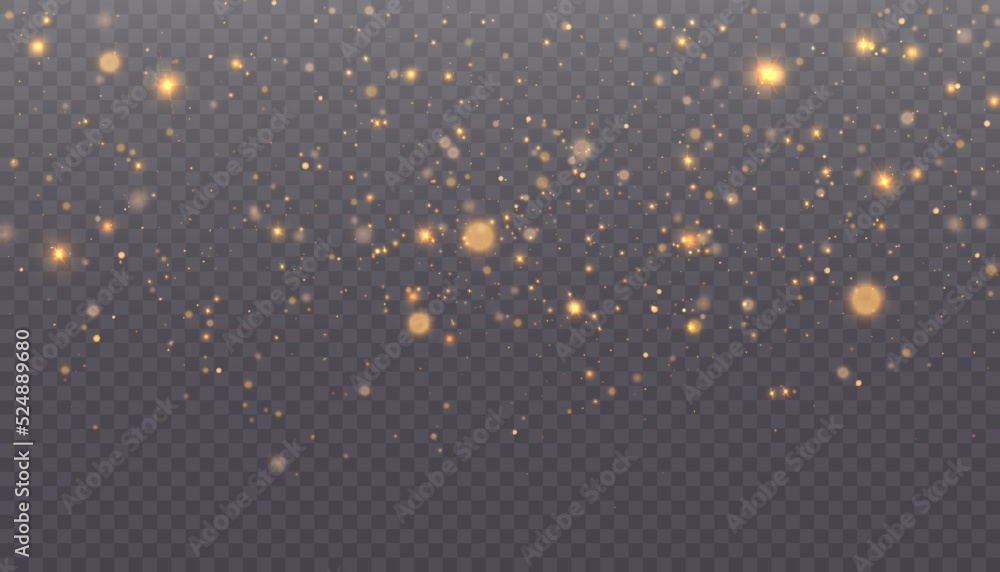 Glowing light effect with many glitter particles isolated on ...