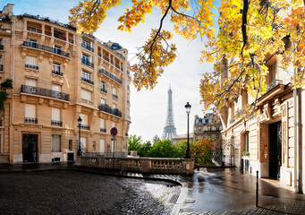 Canvas Print - eiffel tour and Paris street