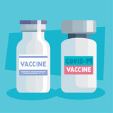 Fototapeta Panele - covid19 virus vaccine vials