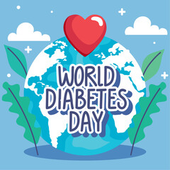 Sticker - world diabetes day lettering