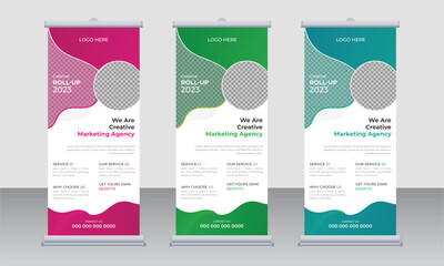 professional corporate business roll-up banner design, modern stands roll-up banner layout, advertis