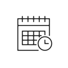 Wall Mural - Calendar and clock. Line icon. Vector time management icon