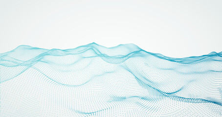 Abstract vector  particle waves. Flowing dots forming wavy  pattern. Elegant technology background for futuristic designs.