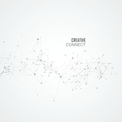 Poster - Connection dots and lines background. Minimal molecule background. Lines network vector technology