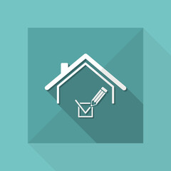 Sticker - Checking house - Vector web icon