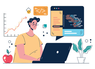 Software code program business developer code web site teamwork abstract programming concept. Vector isolated graphic design illustration