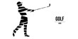 Abstract silhouette of a golf player on white background. Golfer man hits the ball. Vector illustration