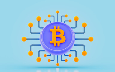 Wall Mural - bitcoin connectivity sign 3d render concept for future currency network connectivity