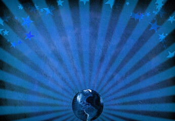Wall Mural - Globe Rays and stars background