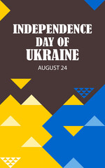 Canvas Print - Independence day of Ukraine. August 24. Vertical black poster with yellow and blue triangles. Vector.
