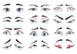 © Irina - Woman face eye avatar facial emotion constructor cartoon style design element illustration collection set