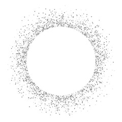 Wall Mural - glitter circle on white background. silver confetti splash. shining round composition. sparkling dus