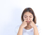 © Rurgrit - Asian woman hurts nose to eye socket because of sinusitis, health problem