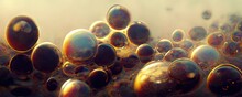 Oil Bubbles Macro. Abstract. 3d Art.