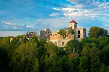 Tenczyn Castle Is Medieval Castle In Village Rudno In Polish Jura, Poland, Pillaged And Burned By Swedish-Brandenburgian Forces, Stands On The Remnants Of A Permian Period Lava Stream At Castle Hill