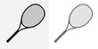 Tennis racket vector icon black classic illustration. Tennis racket icon