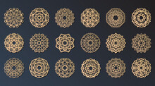 Lotus Mandala Vector Template Set For Cutting And Printing. Oriental Silhouette Ornament. Vector Coaster Design.