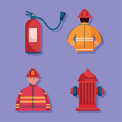 Poster - four firefighter service icons