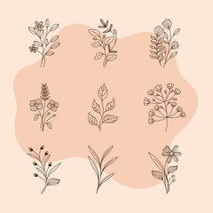 Sticker - nine flowers garden icons