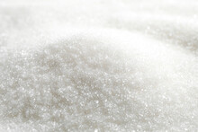 Pile Of Granulated Sugar As Background, Closeup