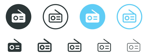 Aufkleber - radio icon, transmission broadcasting icons button