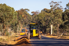 Road Grader Working On Rural Road