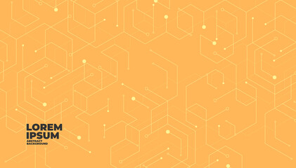 Wall Mural - abstract geometric dots connection on orange background. abstract hexagon technology connect for con