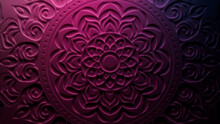 Purple Surface With Extruded Ornamental Design. Three-dimensional Diwali Festival Background.