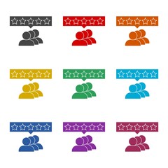 Sticker - The concept of reviews and user reviews icon. Set icons colorful