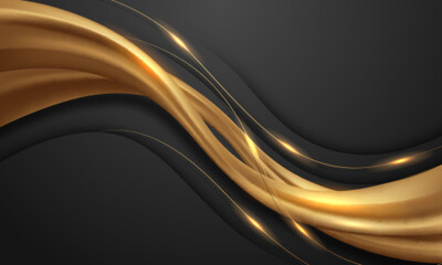 Wall Mural - abstract gold on black metallic texture