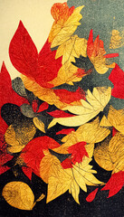 Wall Mural - abstract design of stylized autumn leaves. decorative seasonal fall background. 3d illustration.