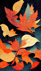 abstract design of stylized autumn leaves. decorative seasonal fall background. 3d illustration.