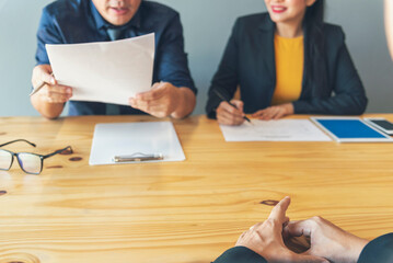 Poster - Asian Teamwork Collaboration Team Meeting Communication concept with Business people Working Together in Conference Room. Diversity Partner Business Meeting brainstorming togeter Businessman and Team