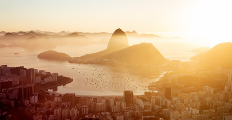 Fototapete - Panorama of Rio de Janeiro at sunrise, Brazil