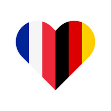 Unity Concept. Heart Shape Icon Of France And Germany Flags. Vector Illustration Isolated On White Background	