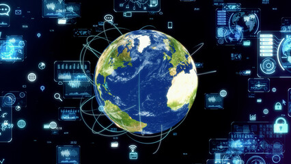Poster - Global communication network concept. Digital transformation.