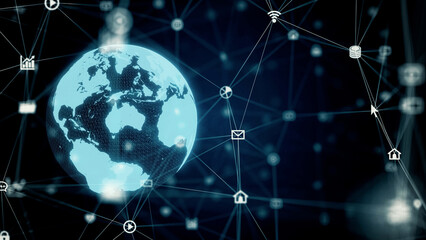 Poster - Global communication network concept. Digital transformation.