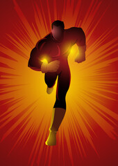 Wall Mural - Superhero running against splash light