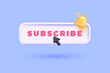 Creative Subscribe bell button. Subscribe to channel, blog r newsletter. Social media Marketing banner. 3d Vector Illustration