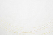 White Washi Paper Texture With Classy Gold Thread Pattern. Abstract Graceful Japanese Style Background.	