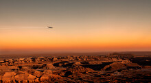 Spaceship Flying Over Planet Mars