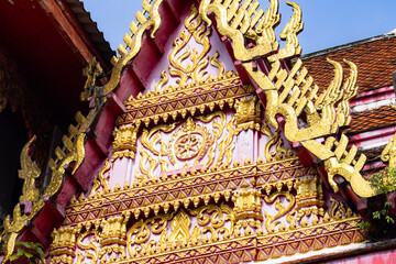 Wall Mural - Traditional Thai style stucco  in Thai temple