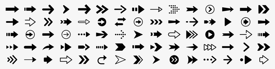 Wall Mural - arrow icon set. arrow. cursor. collection different arrows sign. black vector arrows icons. modern s