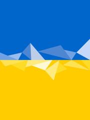 Canvas Print - The flag of Ukraine is blue and yellow. Vertical national poster with abstract triangles. Vector.