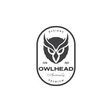 Head Owl Vintage Badge Logo Design