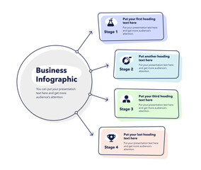 Poster - Business infographic with four colorful stages. Slide for business presentation.